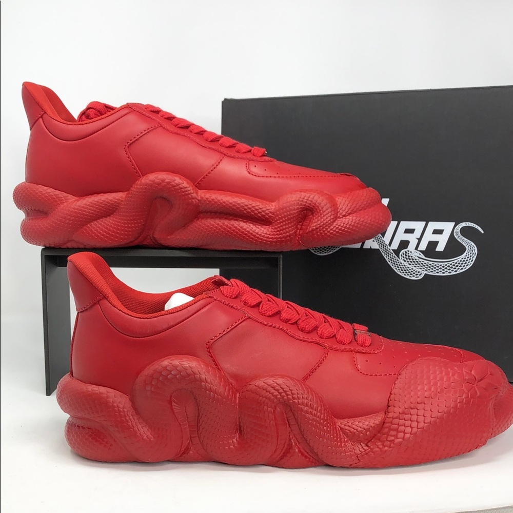 Giuseppe Zanotti Cobras Low Top Red Leather Sneakers - Size 44